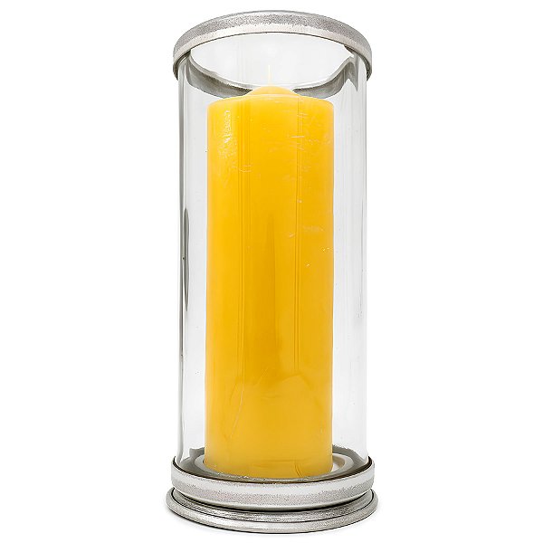 Copo Suporte Porta Vela 7 Dias Vidro Alumínio Antichamas C/ Fundo Removível