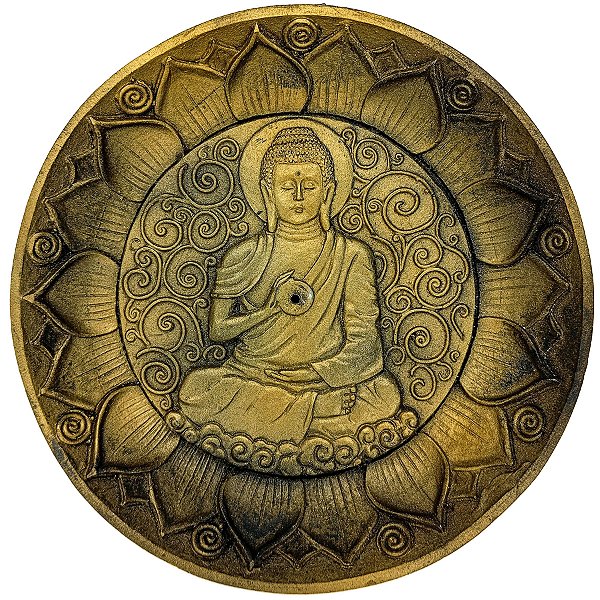 Incensario Porta Incenso Prato 12Cm Buda Dourado