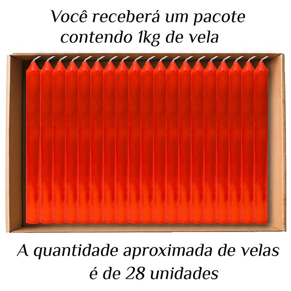 KIT 28 Velas Palito De Parafina 1Kg Vermelho