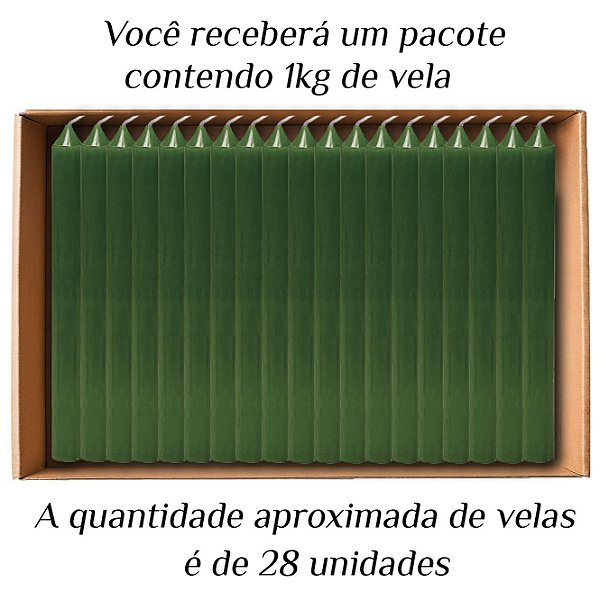 KIT 28 Velas Palito De Parafina 1Kg Verde