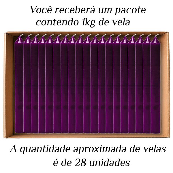 KIT 28 Velas Palito De Parafina 1Kg Roxo