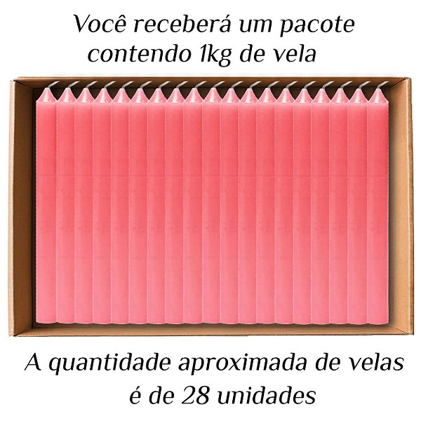 KIT 28 Velas Palito De Parafina 1Kg Rosa