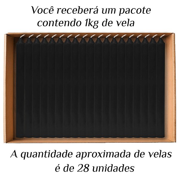 KIT 28 Velas Palito De Parafina 1Kg Preto