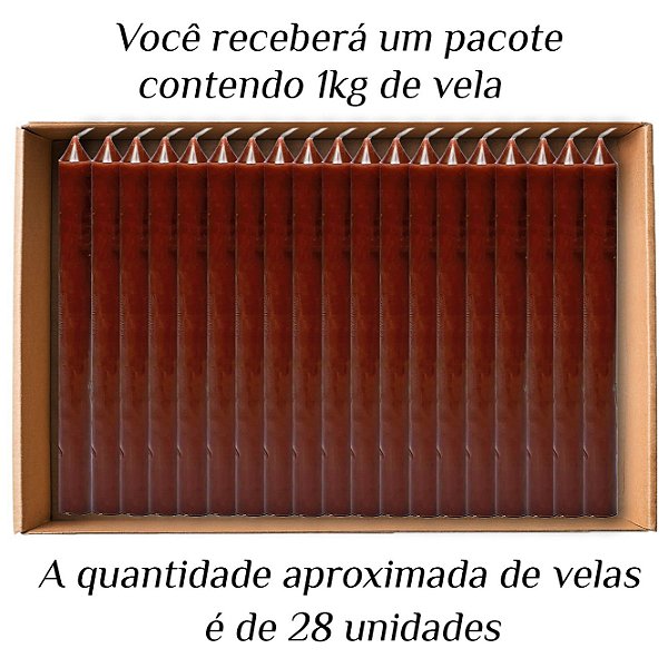 KIT 28 Velas Palito De Parafina 1Kg Marrom