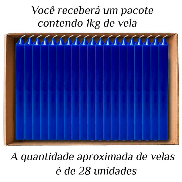 KIT 28 Velas Palito De Parafina 1Kg Azul Marinho