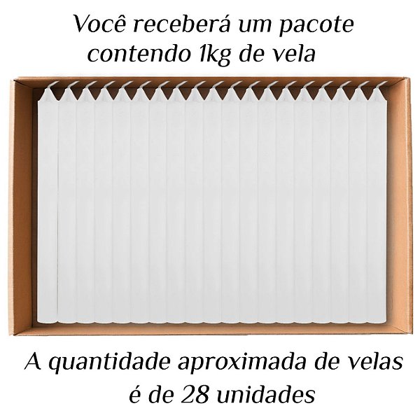 KIT 28 Velas Palito De Parafina 1Kg Branco