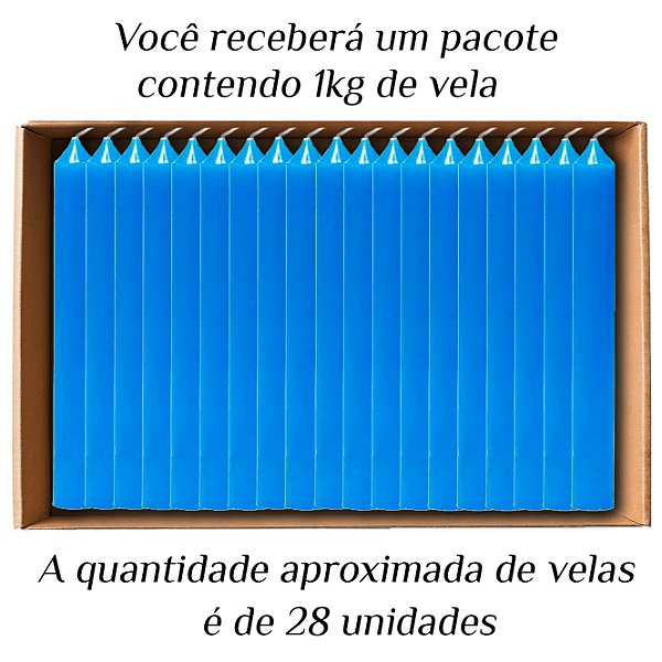 KIT 28 Velas Palito De Parafina 1Kg Azul
