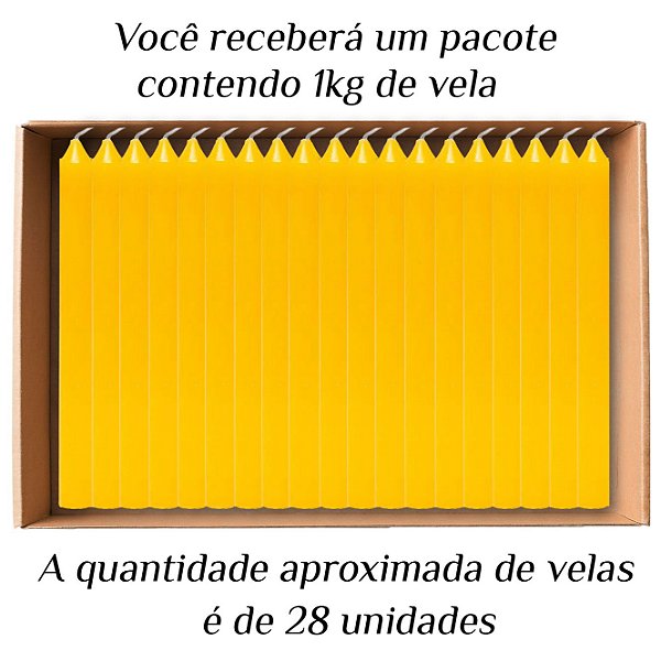 KIT 28 Velas Palito De Parafina 1Kg Amarelo