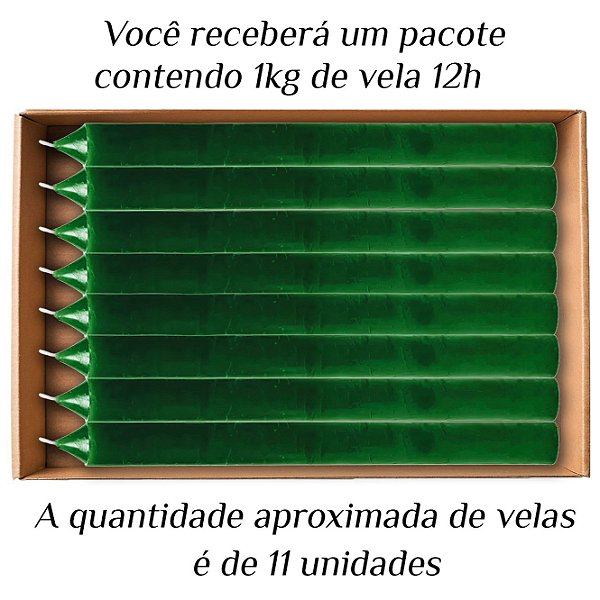KIT 11 Velas Grande 12H De Parafina 1Kg Verde