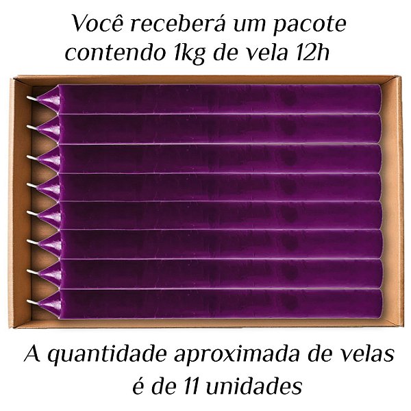 KIT 11 Velas Grande 12H De Parafina 1Kg Roxo