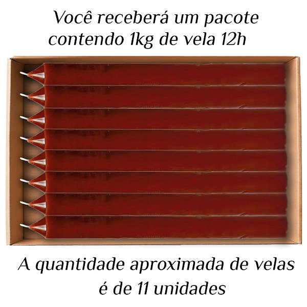 KIT 11 Velas Grande 12H De Parafina 1Kg Marrom