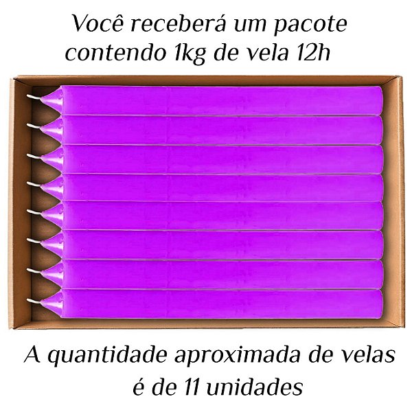 KIT 11 Velas Grande 12H De Parafina 1Kg Lilás