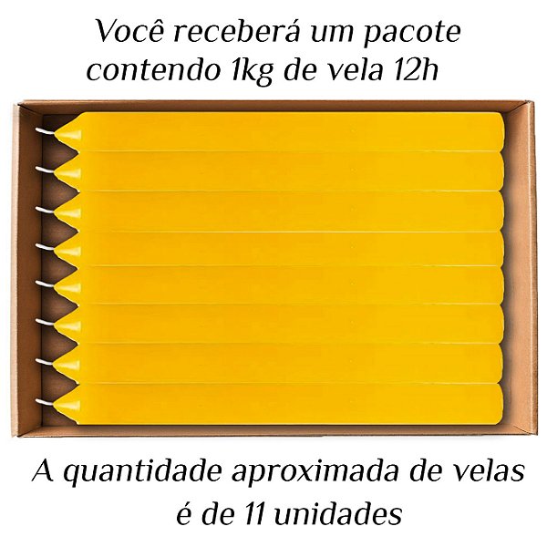 KIT 11 Velas Grande 12H De Parafina 1Kg Amarelo