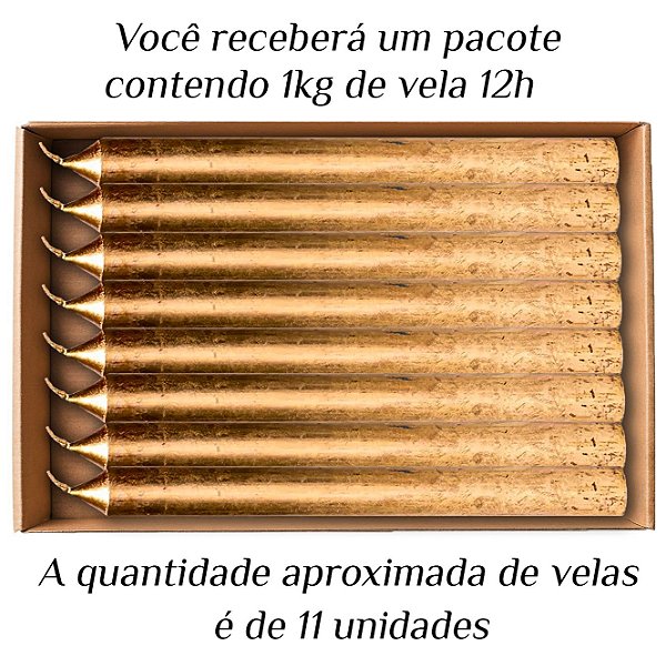 KIT 28 Velas Palito 20Cm De Parafina Dourada 1Kg
