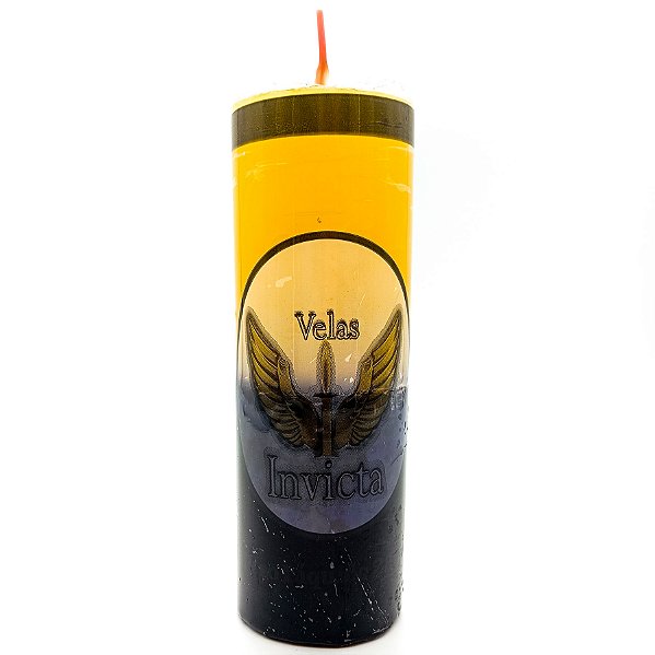 Vela De 7 Dias 50Mm Parafina Amarela/Preta Unidade Invicta
