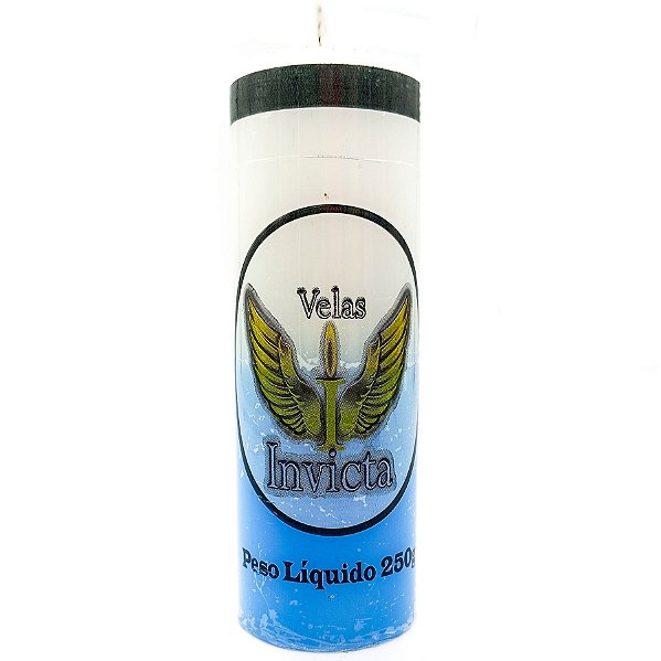 Vela De 7 Dias 50Mm Parafina Branca/Azul Unidade Invicta