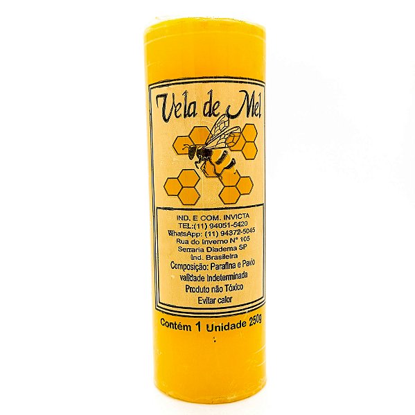 Vela De 7 Dias 55Mm Aromatizada Mel Parafina Amarela Unidade Invicta