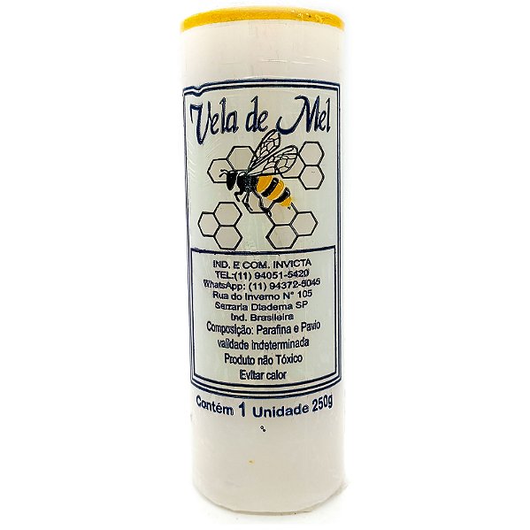 Vela De 7 Dias 55Mm Aromatizada Mel Parafina Branca Unidade Invicta