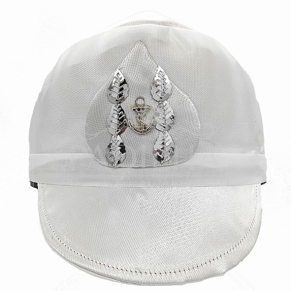 Chapéu Quepe Marinheiro Com Aba Tecido Cetim Branco