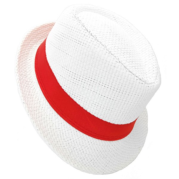 Chapéu Panamá Zé Pelintra Carioca Branco Faixa Vermelha