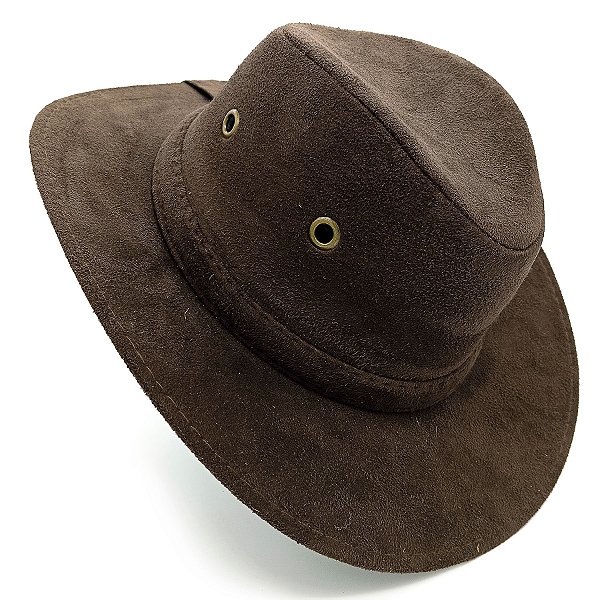 Chapéu Boiadeiro Em Camurça Vaqueiro Country Marrom Escuro
