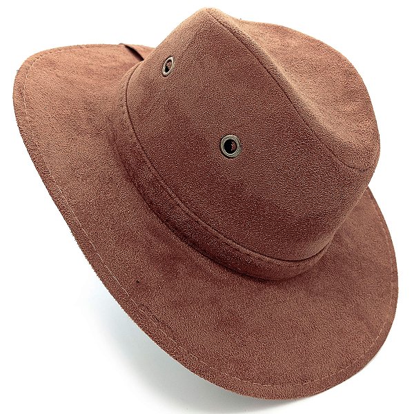 Chapéu Boiadeiro Em Camurça Vaqueiro Country Terracota