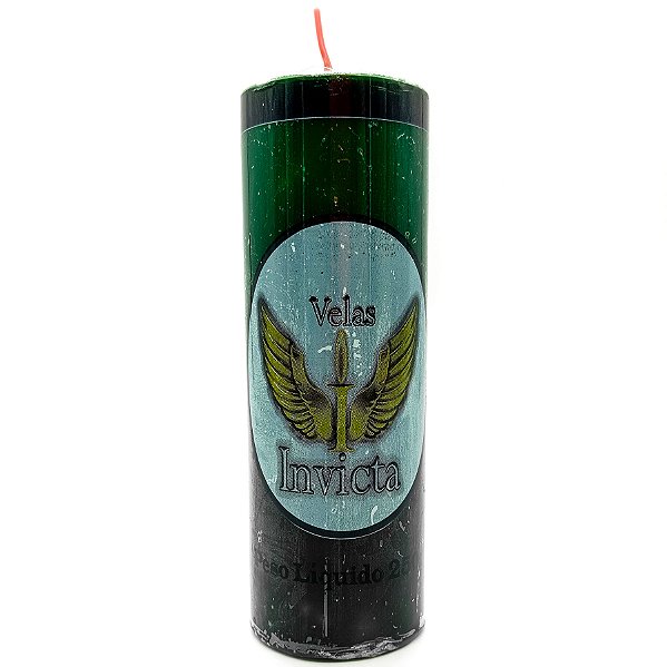 Vela De 7 Dias 50Mm Parafina Verde/Preta Unidade Invicta