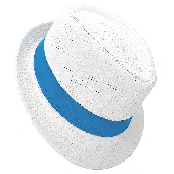 Chapéu Panamá Zé Pelintra Carioca Cais Branco Faixa Azul Claro