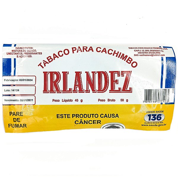 Tabaco Fumo Irlandez Para Cachimbo 45G Neutro