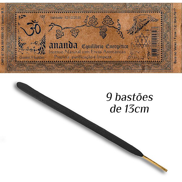 Incenso Natural Ananda Equilibrio Rolo Tubo C/ 9Un Varetas