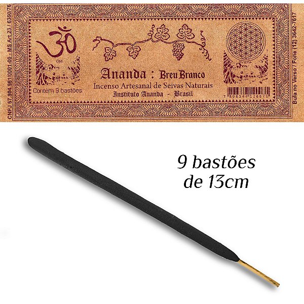 Incenso Natural Ananda Breu Branco Rolo Tubo C/ 9Un Varetas