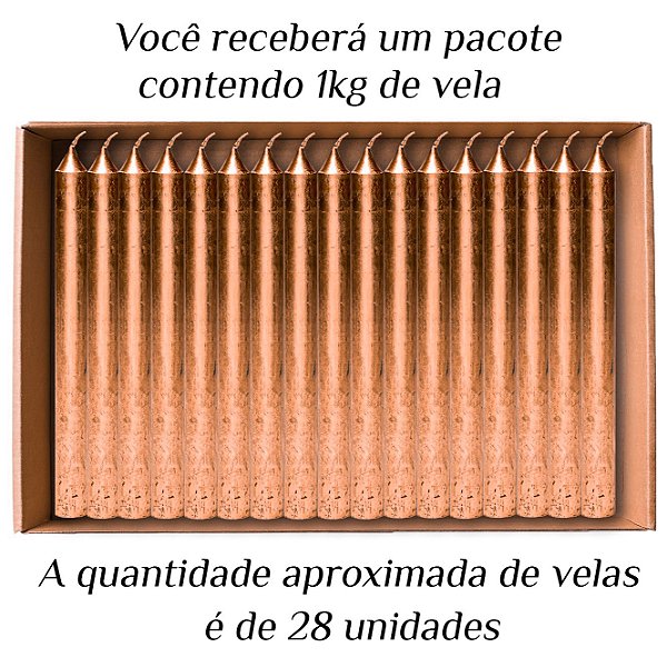 Vela Palito 20Cm De Parafina Cobre 1Kg