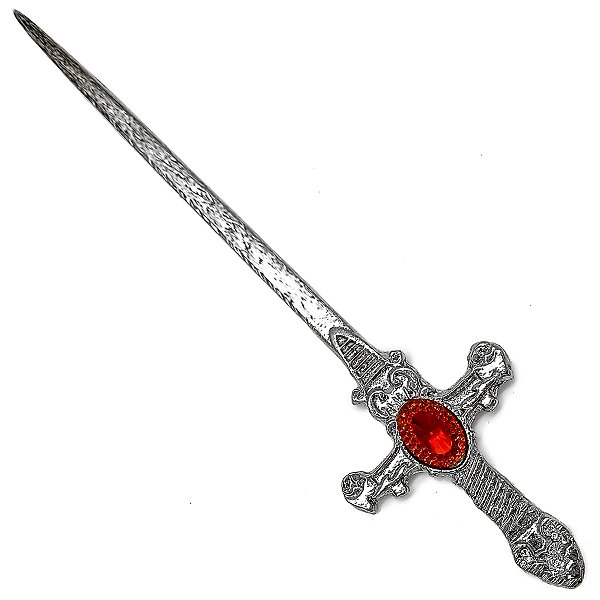 Mini Espada Punhal Prata Cigano Longo C/ Cristal P/ Assentamento