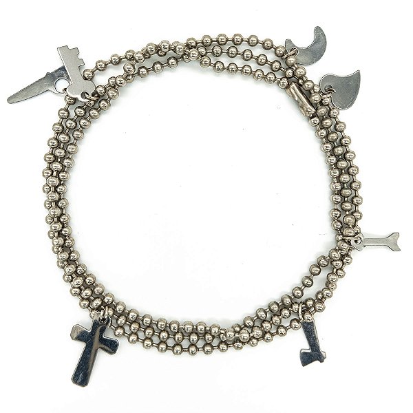 Guia De Aço Inox Sete 7 Linhas Umbanda Bolinha 3Mm