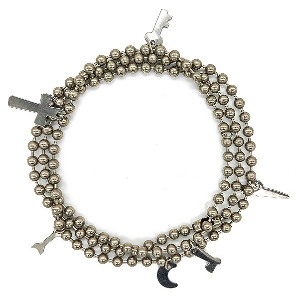 Guia De Aço Inox Sete 7 Linhas Umbanda Bolinha 4Mm