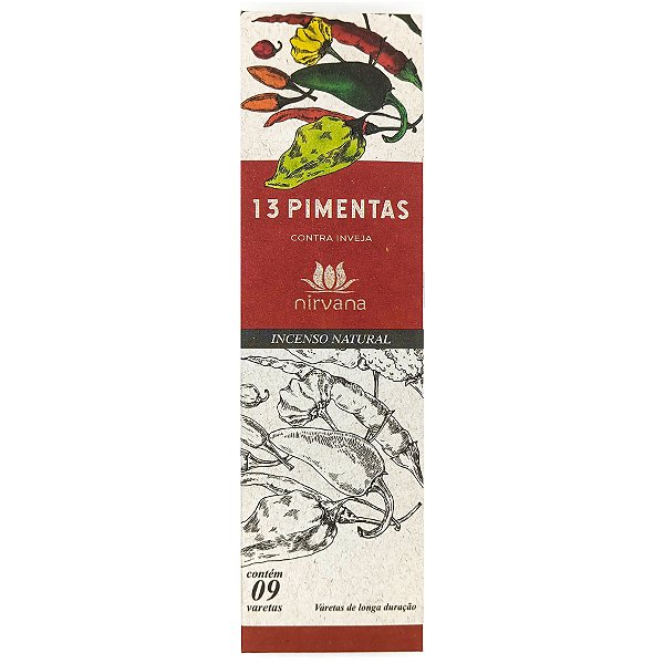 Incenso Natural Nirvana 9 Varetas 13 Pimentas Contra Inveja