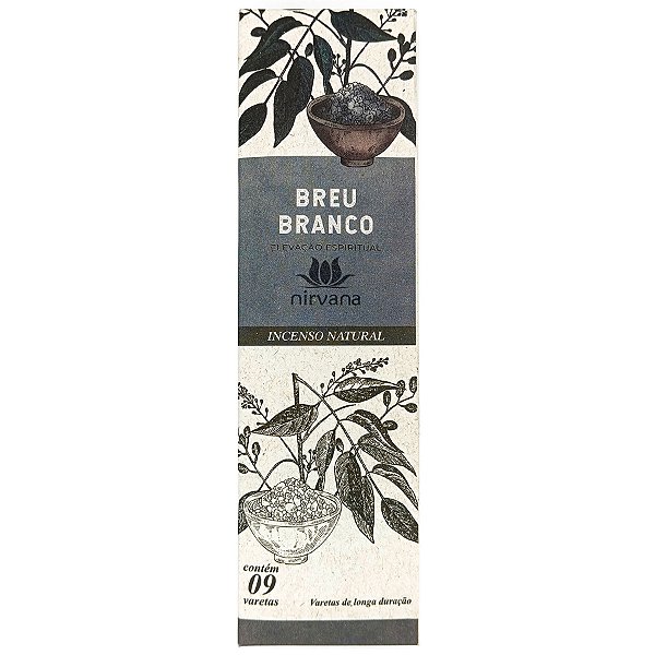 Incenso Natural Nirvana 9 Varetas Breu Branco Elevação Esp.