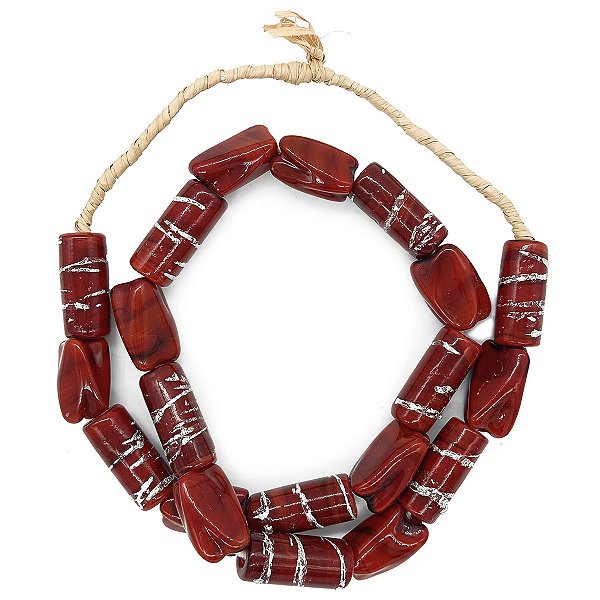 Guia Monjolo Em Firmas De Murano Candomblé Vermelho/Prata M1