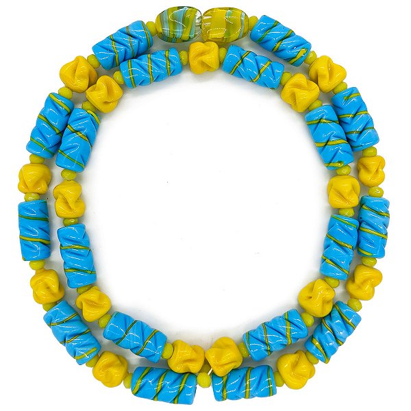 Guia Em Firmas De Murano Candomblé Amarelo/Azul M1