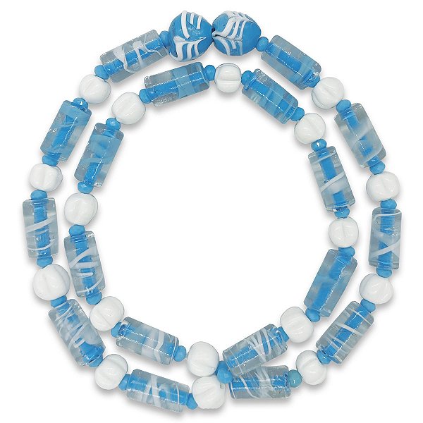 Guia Em Firmas De Murano Candomblé Azul/Branco M2