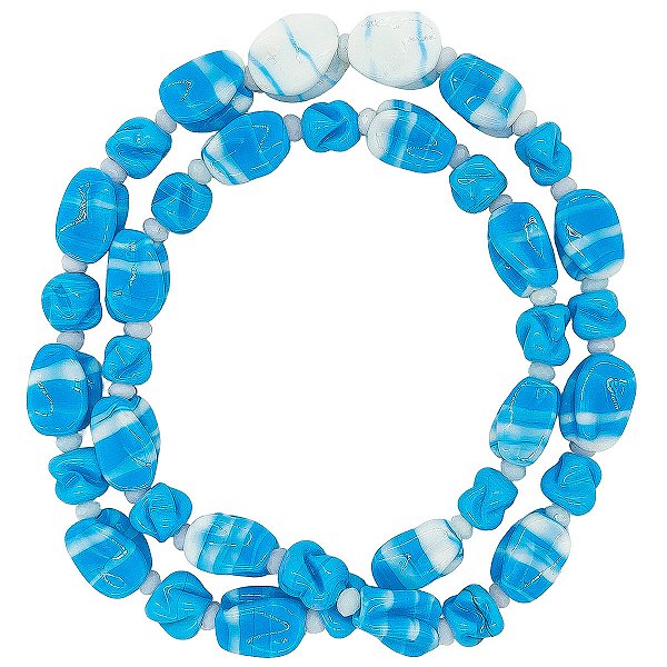 Guia Em Firmas De Murano Candomblé Branco/Azul M1