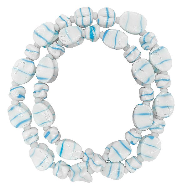 Guia Em Firmas De Murano Candomblé Branco/Azul M2