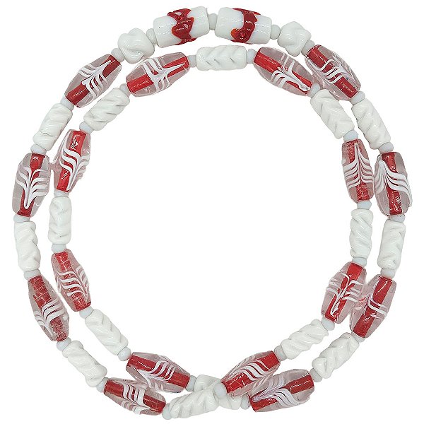 Guia Em Firmas De Murano Candomblé Branco/Vermelho M4