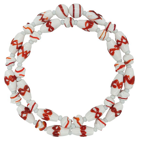 Guia Em Firmas De Murano Candomblé Branco/Vermelho M1