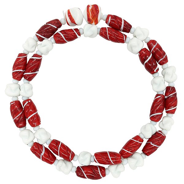 Guia Em Firmas De Murano Candomblé Branco/Vermelho M2