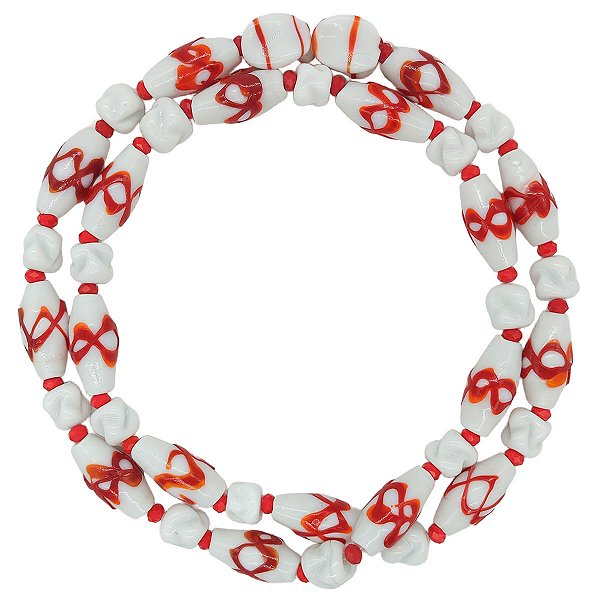 Guia Em Firmas De Murano Candomblé Branco/Vermelho M3