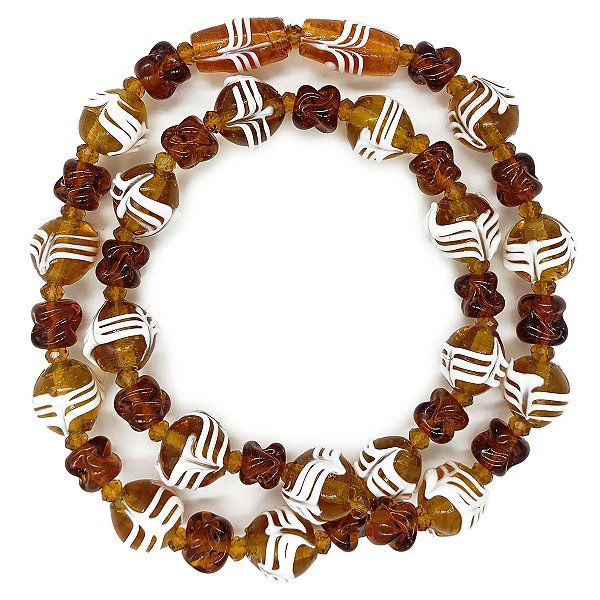 Guia Em Firmas De Murano Candomblé Dourado/Branco M1