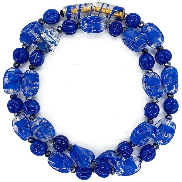 Guia Em Firmas De Murano Candomblé Marinho/Incolor/Dourado M1