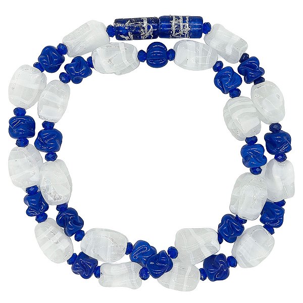 Guia Em Firmas De Murano Candomblé Marinho/Prata M1