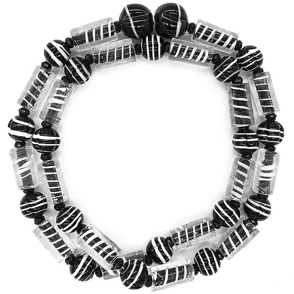 Guia Em Firmas De Murano Candomblé Preto/Branco M1